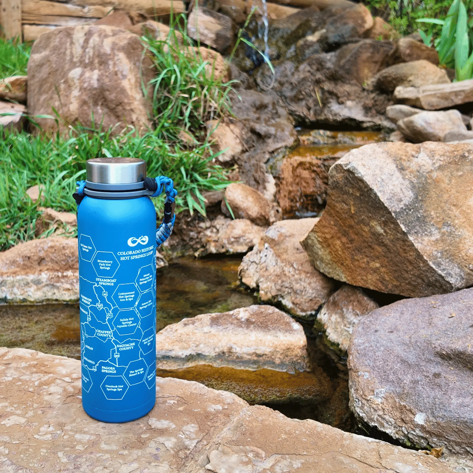 Colorado Historic Hot Springs Loop 32 oz Insulated Water Bottle with Collectible Hot Springs Sticker Set - Image 4